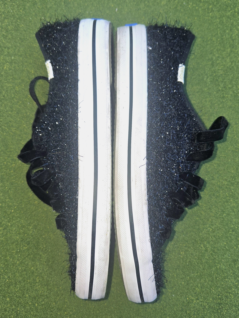 KEDS Kate Spade Anthropologie 6½ Kickstart Black Sparkle Tinsel Fuzzy SPARKLE - Picture 6 of 16
